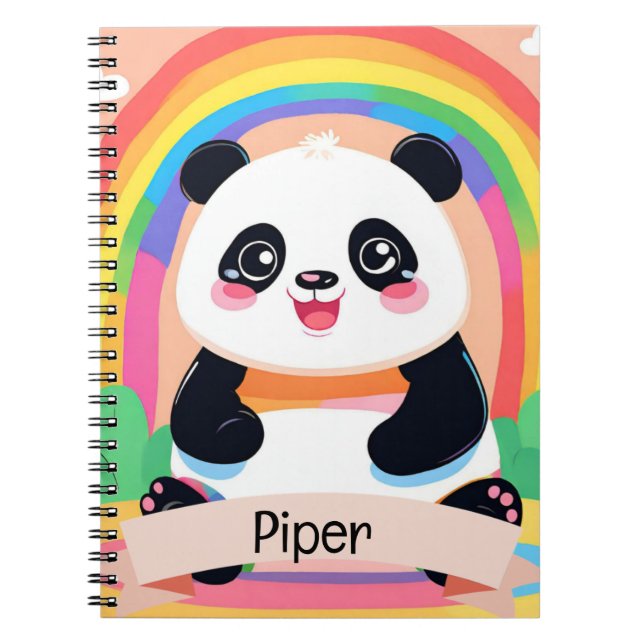 Niedlich Baby Panda Rainbow Notizblock (Vorderseite)