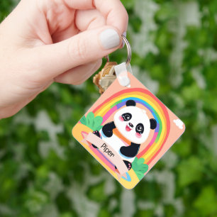 Niedlich Baby Panda Rainbow Schlüsselanhänger