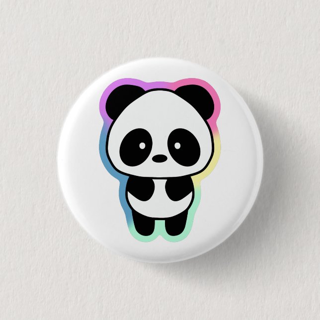 Niedlich Baby Panda - Regenbogenfarben Button (Vorderseite)