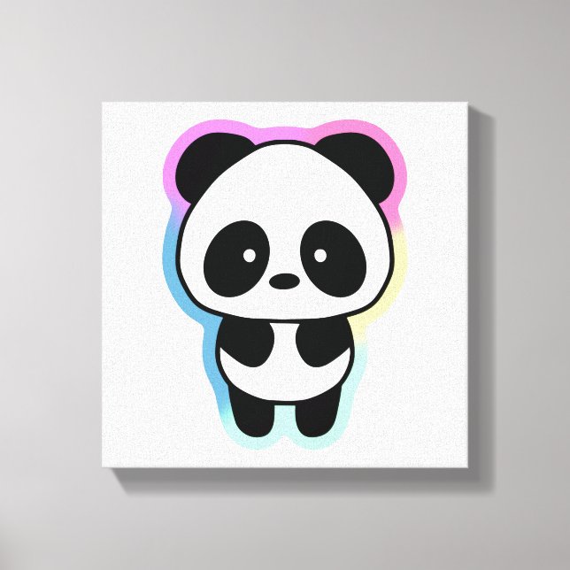 Niedlich Baby Panda - Regenbogenfarben Leinwanddruck (Vorderseite)
