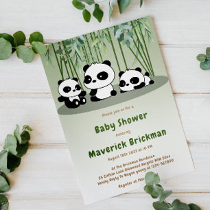 Niedlich Baby Panda Simple Bamboo Greenerity Baby  Einladung
