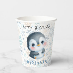 Niedlich Baby Penguin 1. Geburtstag Winter Pappbecher
