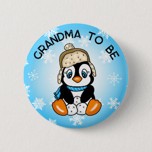 Niedlich Baby Penguin   Oma soll Babydusche sein Button