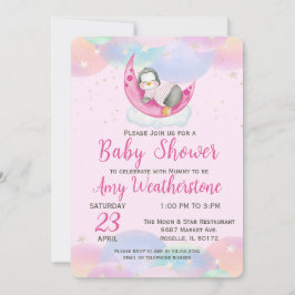Niedlich Baby Penguin Pink Baby Dusche Einladung