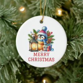 Niedlich Baby Penguin Weihnachten Keramik Ornament