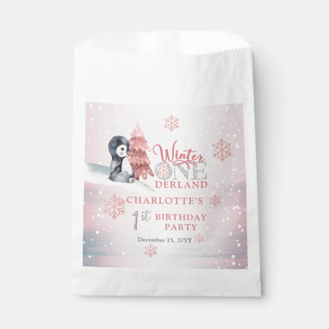 Niedlich Baby Penguin Winter ONEderland 1. Geburts Geschenktütchen (Vorderseite)