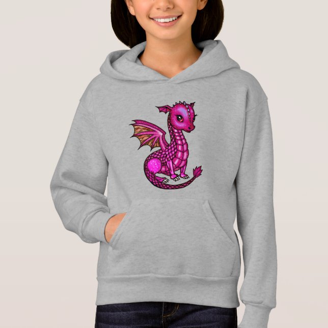 Niedlich Baby Pink Dragon Hoodie (Vorderseite)