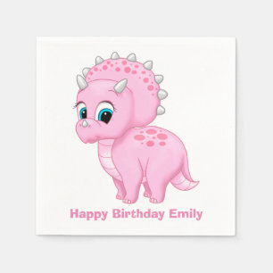 Niedlich Baby Pink Triceratops Dinosaurier Serviette