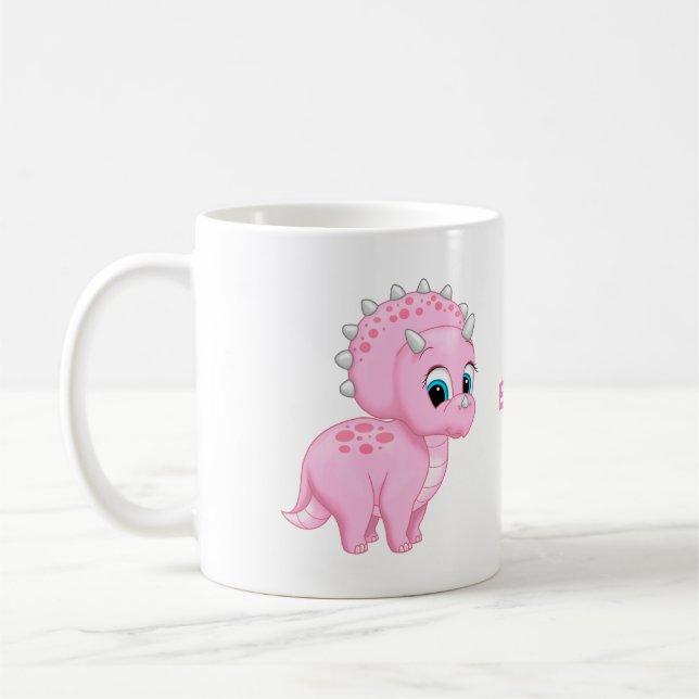 Niedlich Baby Pink Triceratops Dinosaurier Tasse (Links)