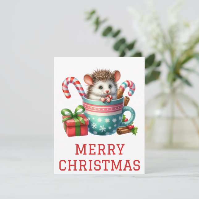 Niedlich Baby Possum Weihnachtskarte Feiertagskarte (Stehend Vorderseite)