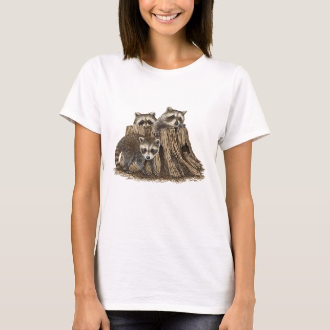 Niedlich Baby Raccoons T - Shirt (Vorderseite)
