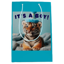 Niedlich Baby Reveal Boy Blue Baby Tiger Mittlere Geschenktüte