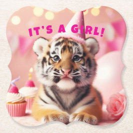Niedlich Baby Reveal Girl Pink Baby Tiger Untersetzer