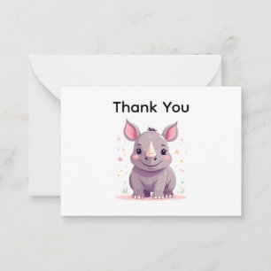 Niedlich Baby Rhino Cartoon Illustration Vielen Da Mitteilungskarte