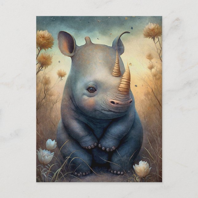 Niedlich Baby Rhino Postcard Postkarte (Vorderseite)