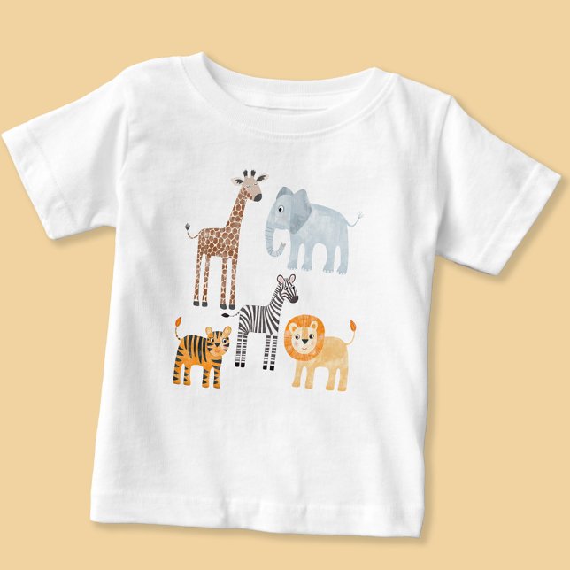 Niedlich Baby Safari T-shirt (Fun cute watercolor baby safari animals baby t-shirt)