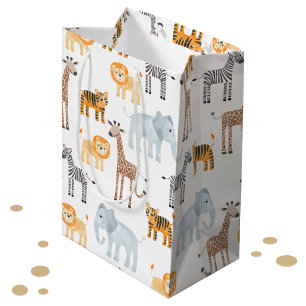 Niedlich Baby Safari Tierfarbmuster Mittlere Geschenktüte