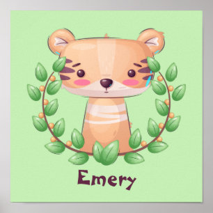 Niedlich Baby Safari Tiger Personalisiert Poster