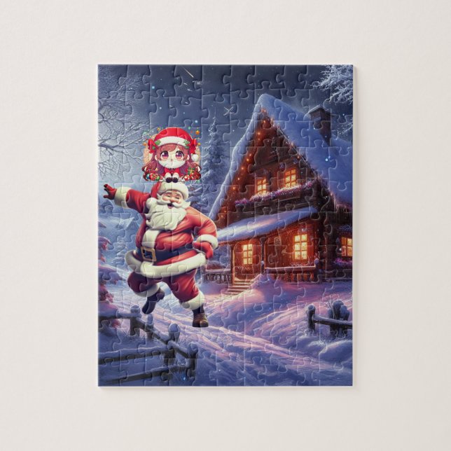 Niedlich Baby Santa Claus Tanz Weihnachtsabend Puzzle (Vertikal)