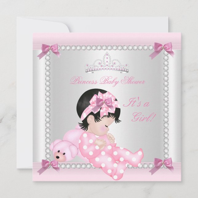 Niedlich Baby Shower Baby Girl Pink Bear Einladung (Vorderseite)