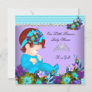 Niedlich Baby Shower Girl Aquamarin Blue Lila Redh Einladung