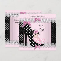 Niedlich Baby Shower Girl Pink Polka Dots High Hee