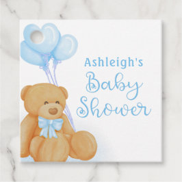 Niedlich Baby Shower Teddy Bear Blue Heart Balloon Geschenkanhänger