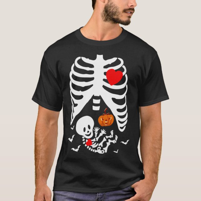Niedlich Baby Skeleton Schwangerschaft Ankündigung T-Shirt (Vorderseite)