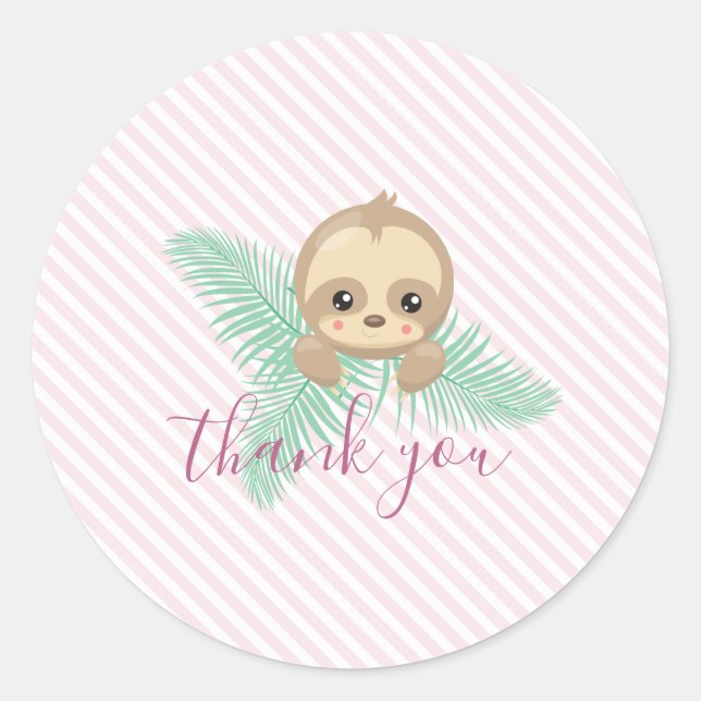Niedlich Baby Sloth Geburtstagsparty Sticker (Vorderseite)