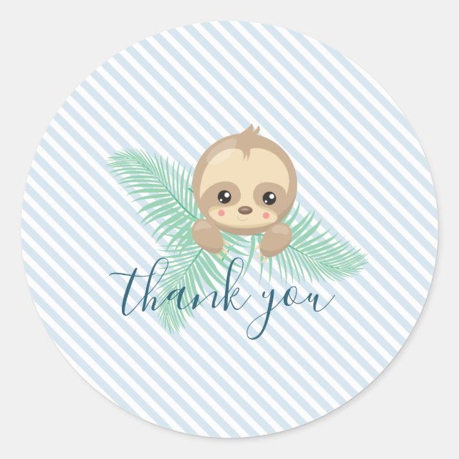 Niedlich Baby Sloth Geburtstagsparty Sticker (Vorderseite)