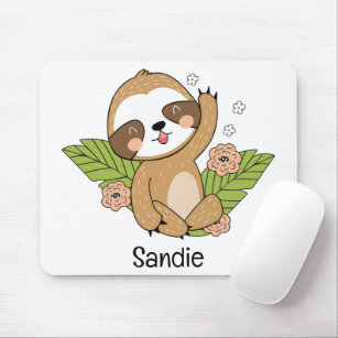 Niedlich Baby Sloth Individuelle Name Mousepad