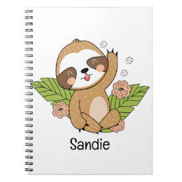 Niedlich Baby Sloth Individuelle Name Notizblock