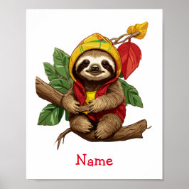 Niedlich Baby Sloth Individuelle Name Poster