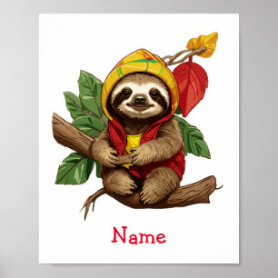 Niedlich Baby Sloth Individuelle Name Poster