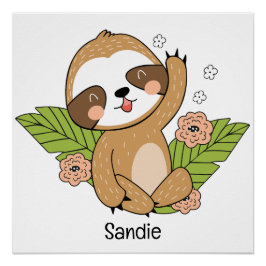 Niedlich Baby Sloth Individuelle Name Poster