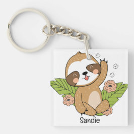 Niedlich Baby Sloth Individuelle Name Schlüsselanhänger