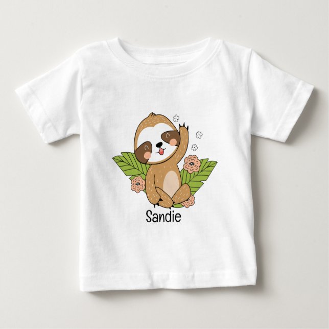 Niedlich Baby Sloth Individuelle Name T-shirt (Vorderseite)