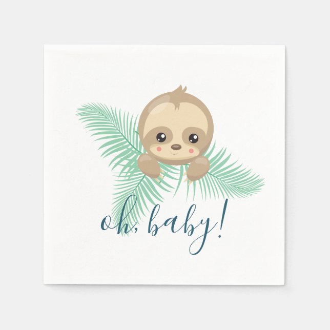 Niedlich Baby Sloth Oh Baby Duschpapier Napkins Serviette (Vorderseite)