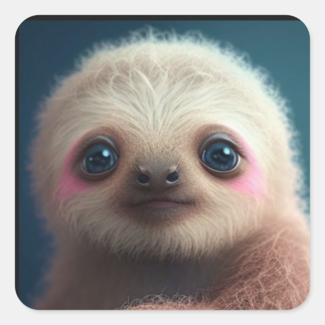 Niedlich Baby Sloth Quadratischer Aufkleber (Vorderseite)