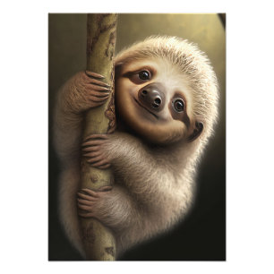 Niedlich Baby Sloth Smiling Wildlife Nature Animal Fotodruck