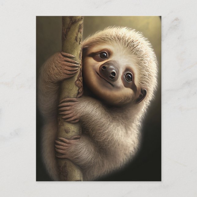 Niedlich Baby Sloth Smiling Wildlife Nature Animal Postkarte (Vorderseite)