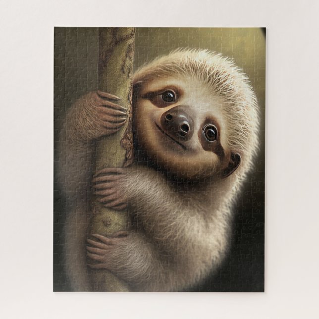 Niedlich Baby Sloth Smiling Wildlife Nature Animal Puzzle (Vertikal)