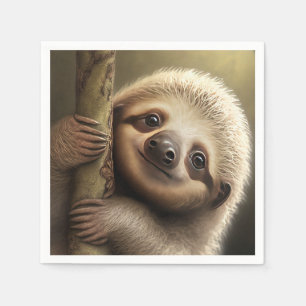 Niedlich Baby Sloth Smiling Wildlife Nature Animal Serviette