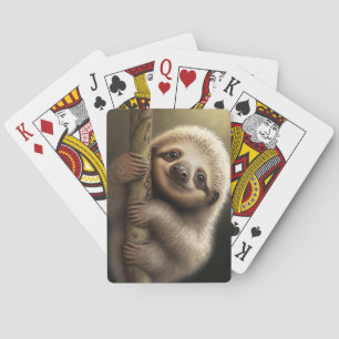Niedlich Baby Sloth Smiling Wildlife Nature Animal Spielkarten