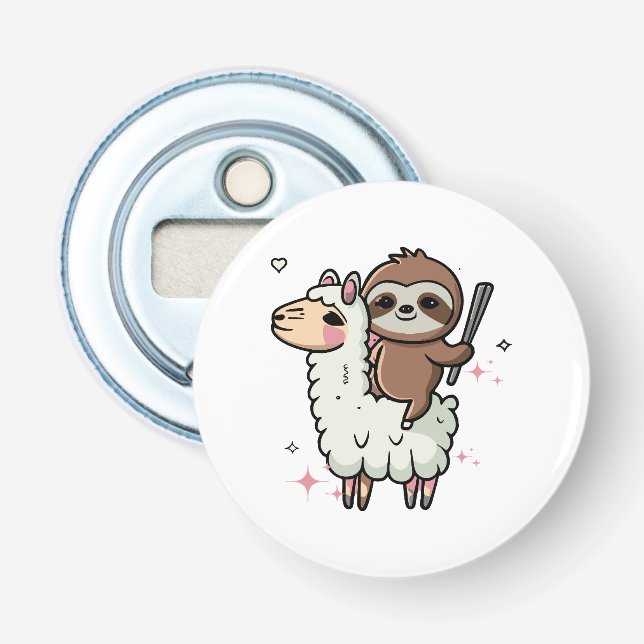 Niedlich Baby Sloth und Llama Flaschenöffner (Vorderseite)