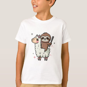 Niedlich Baby Sloth und Llama T-Shirt