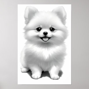 Niedlich Baby Spitz Welpenhund Zeichnend Poster