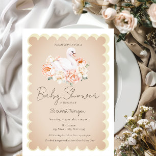 Niedlich Baby Swan Rose Babydusche Einladung
