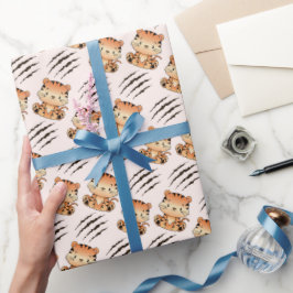Niedlich Baby Tiger Craw Kindergeburtstag Geschenkpapier