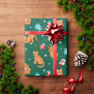 Niedlich Baby Tiger Weihnachtsmuster Geschenkpapier